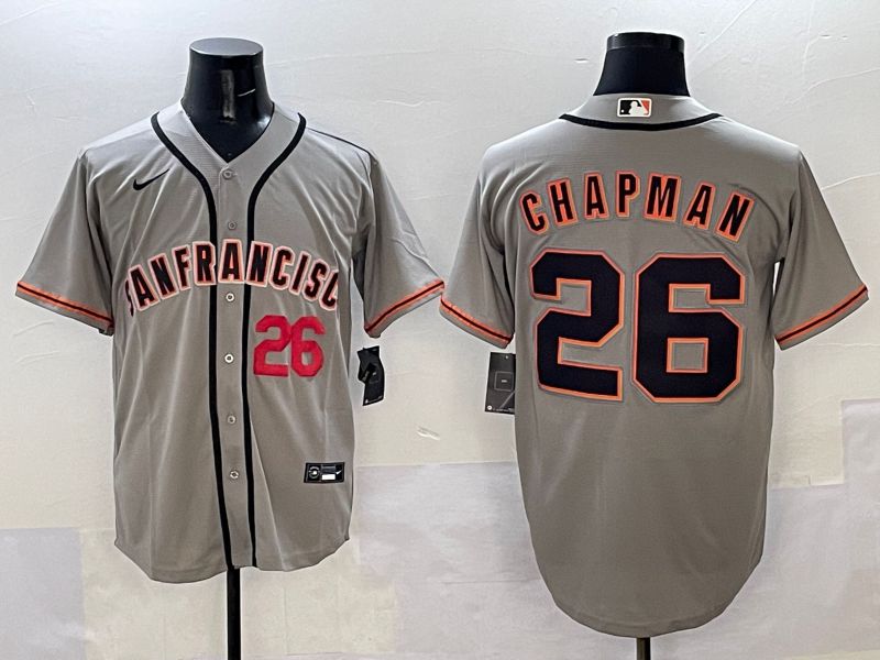 Men San Francisco Giants 26 Chapman Grey Game Nike 2025 MLB Jersey style 34